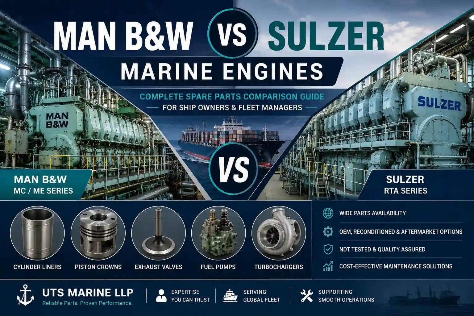 MAN B&W vs Sulzer Two-Stroke Marine Engines: Spare Parts Comparison for Ship Owners