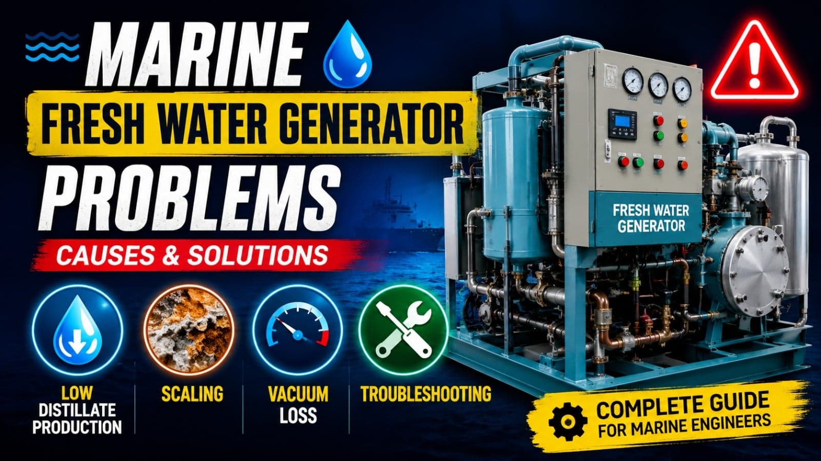 Marine Fresh Water Generator Problems: Low Distillate Production, Scaling, Vacuum Loss & Troubleshooting