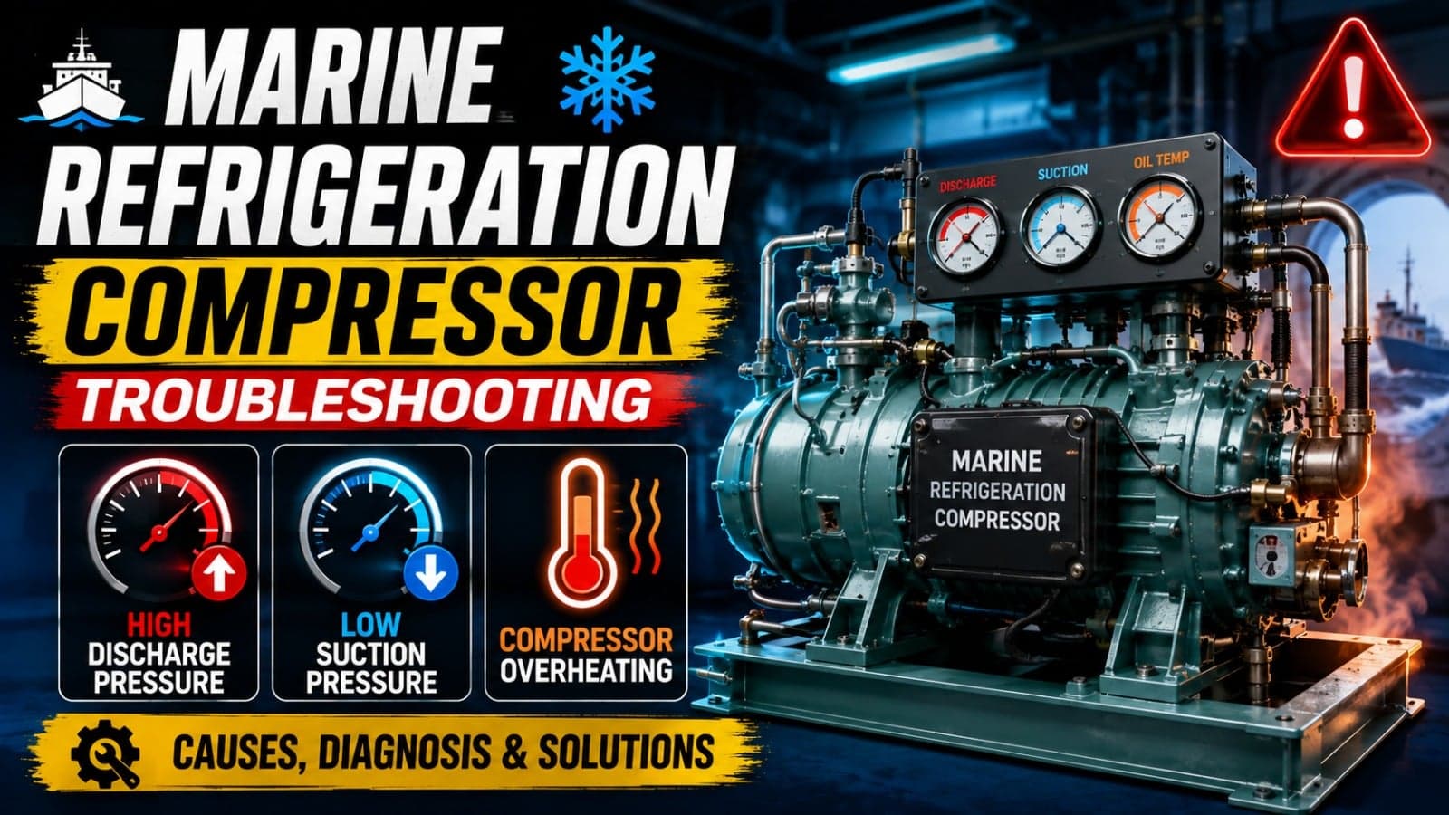 Marine Refrigeration Compressor Troubleshooting: High Discharge Pressure, Low Suction Pressure & Compressor Overheating